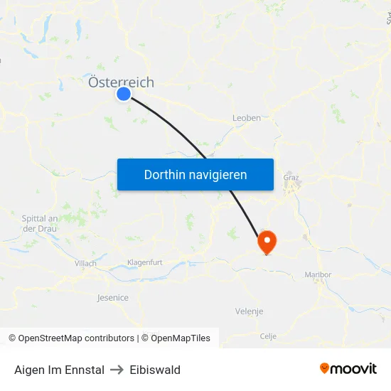 Aigen Im Ennstal to Eibiswald map