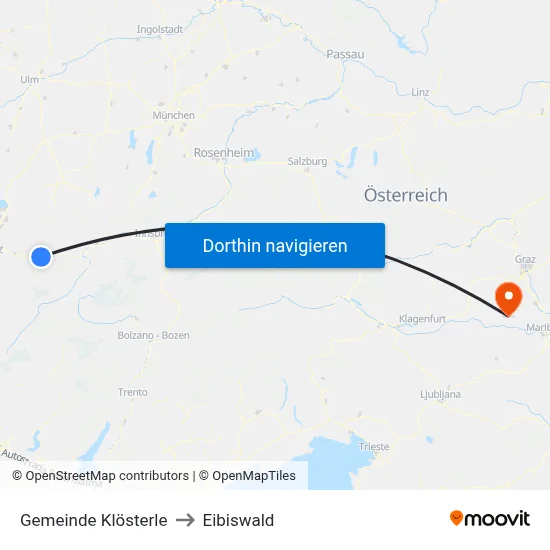 Gemeinde Klösterle to Eibiswald map