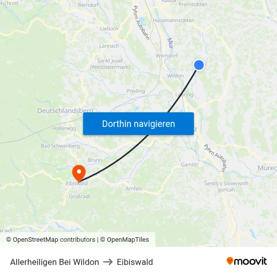 Allerheiligen Bei Wildon to Eibiswald map
