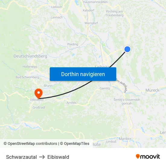 Schwarzautal to Eibiswald map