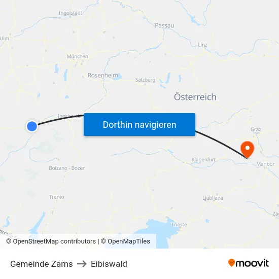 Gemeinde Zams to Eibiswald map