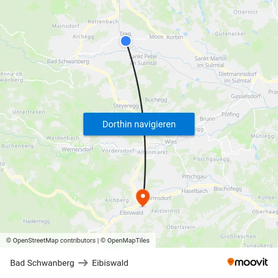 Bad Schwanberg to Eibiswald map