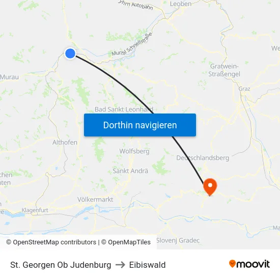 St. Georgen Ob Judenburg to Eibiswald map
