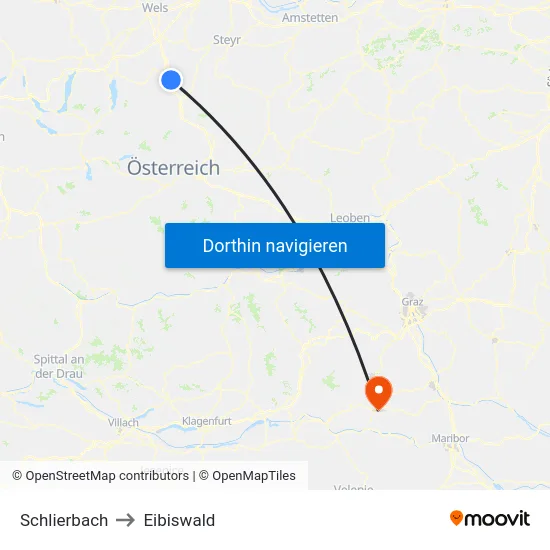 Schlierbach to Eibiswald map