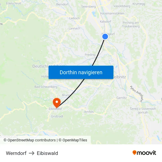 Werndorf to Eibiswald map