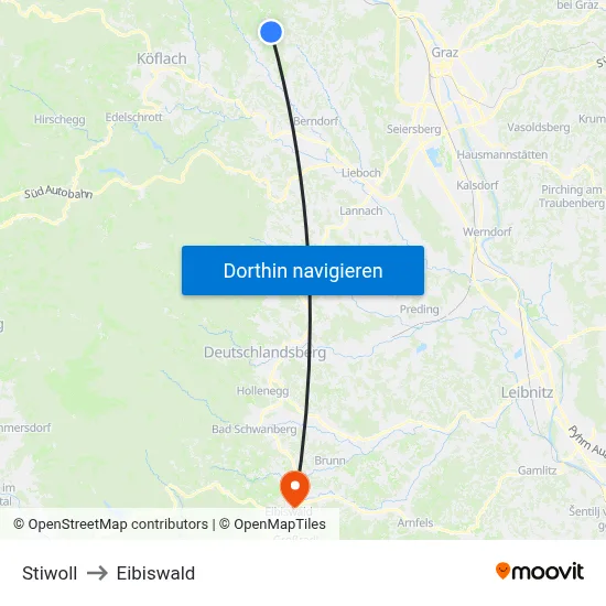 Stiwoll to Eibiswald map