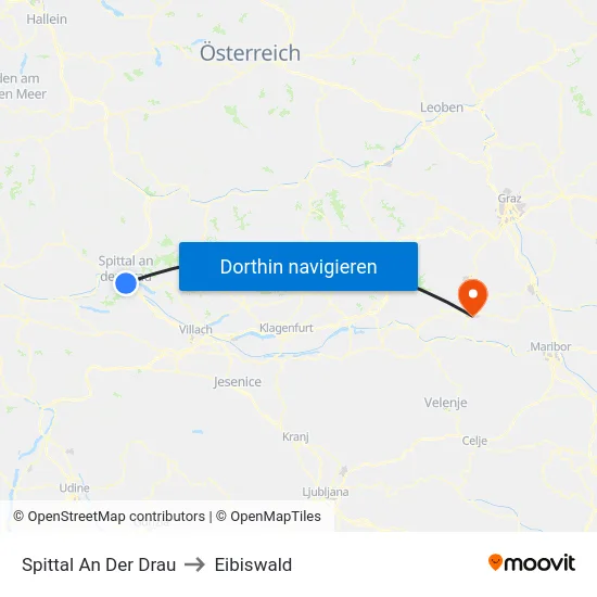 Spittal An Der Drau to Eibiswald map