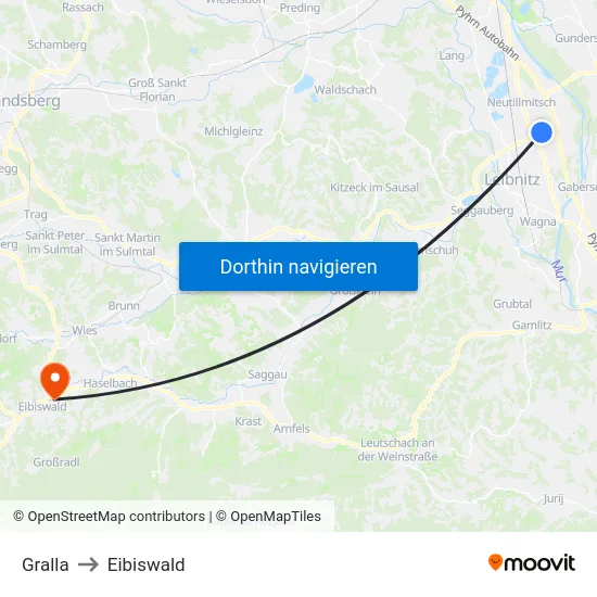 Gralla to Eibiswald map