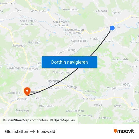 Gleinstätten to Eibiswald map