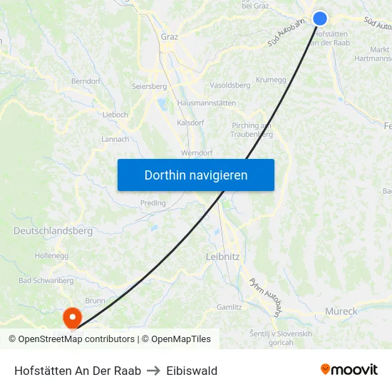 Hofstätten An Der Raab to Eibiswald map