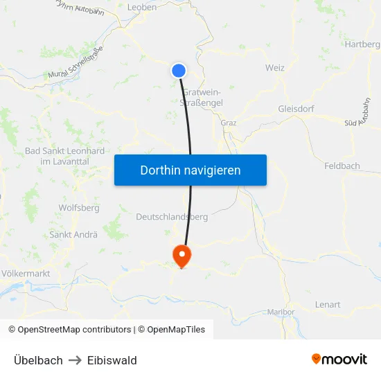 Übelbach to Eibiswald map