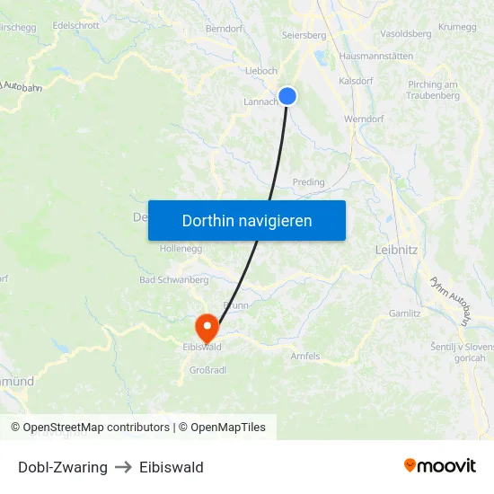 Dobl-Zwaring to Eibiswald map