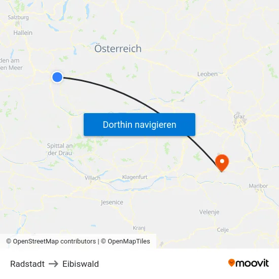 Radstadt to Eibiswald map