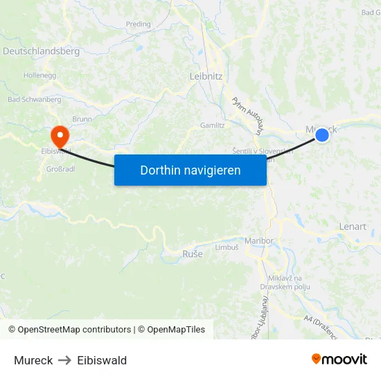 Mureck to Eibiswald map
