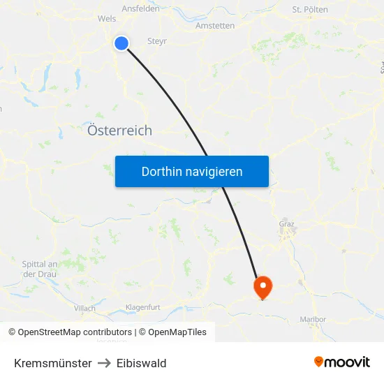 Kremsmünster to Eibiswald map