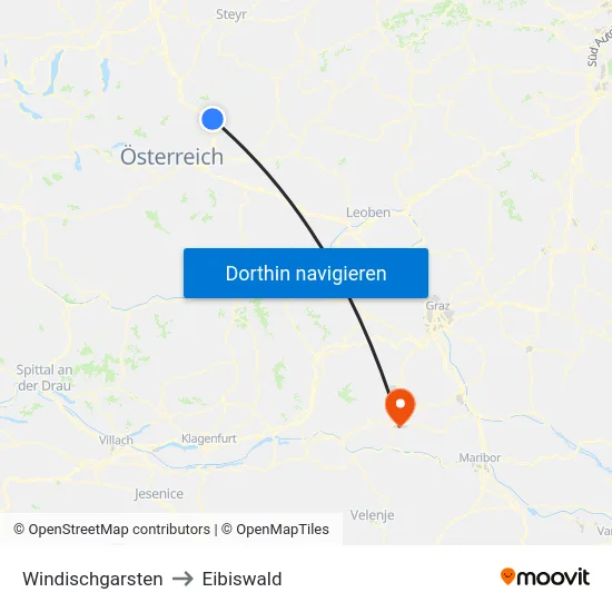 Windischgarsten to Eibiswald map