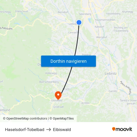 Haselsdorf-Tobelbad to Eibiswald map