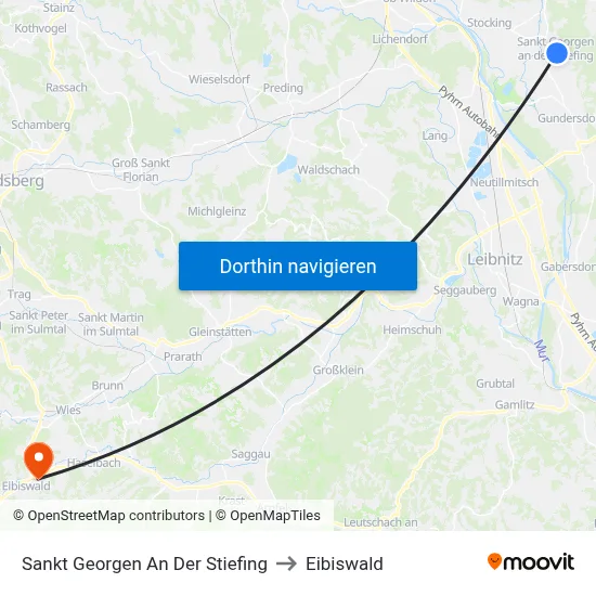 Sankt Georgen An Der Stiefing to Eibiswald map