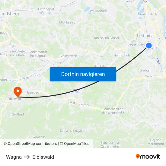 Wagna to Eibiswald map