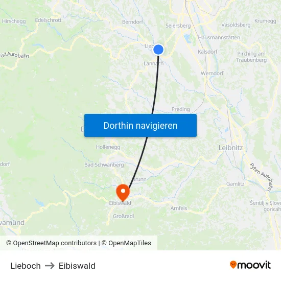 Lieboch to Eibiswald map