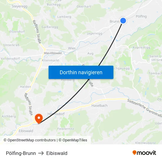 Pölfing-Brunn to Eibiswald map