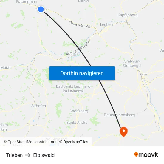 Trieben to Eibiswald map