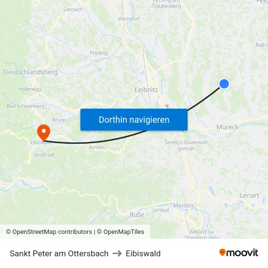 Sankt Peter am Ottersbach to Eibiswald map