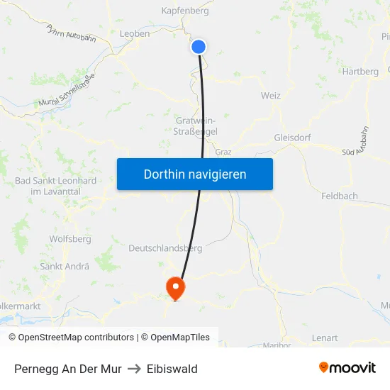 Pernegg An Der Mur to Eibiswald map
