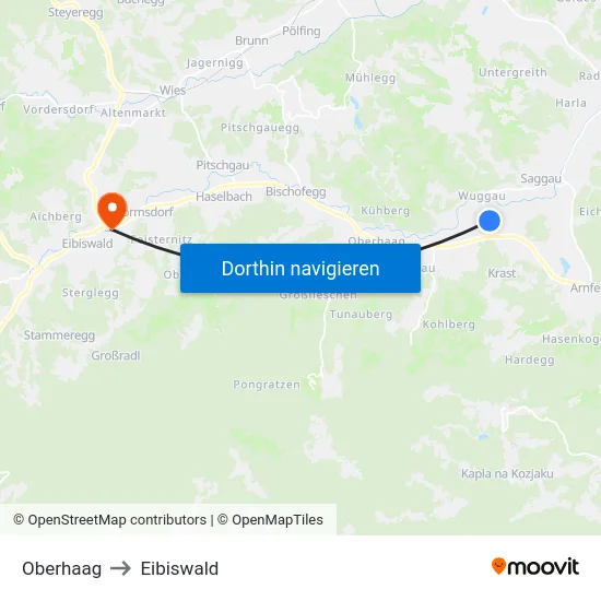 Oberhaag to Eibiswald map