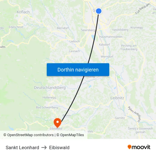 Sankt Leonhard to Eibiswald map