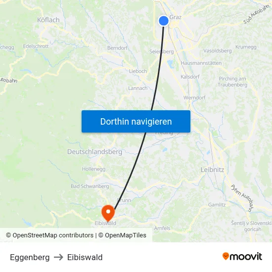Eggenberg to Eibiswald map