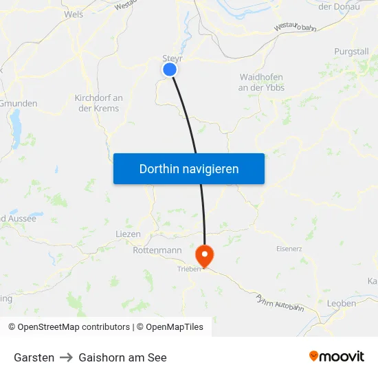 Garsten to Gaishorn am See map