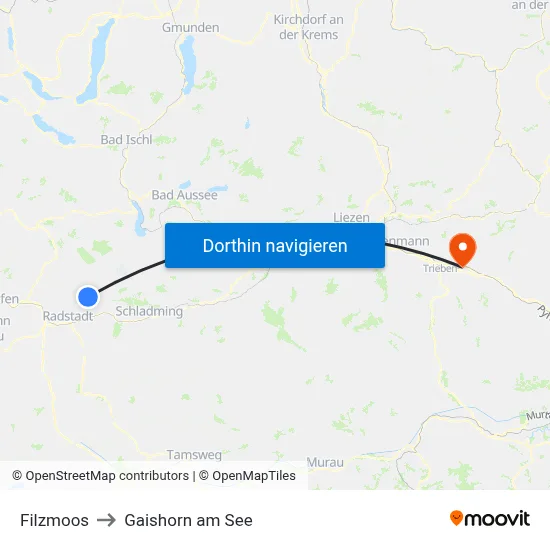 Filzmoos to Gaishorn am See map