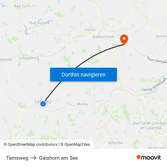 Tamsweg to Gaishorn am See map