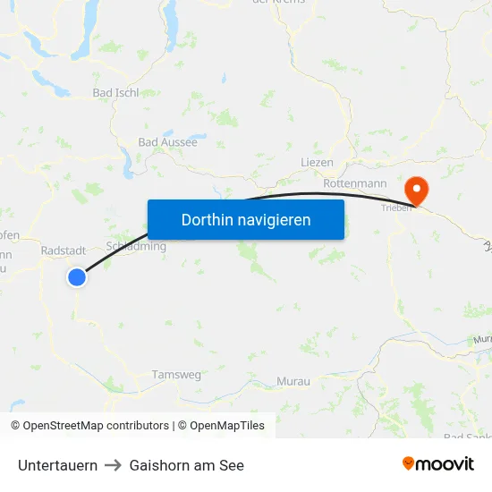 Untertauern to Gaishorn am See map