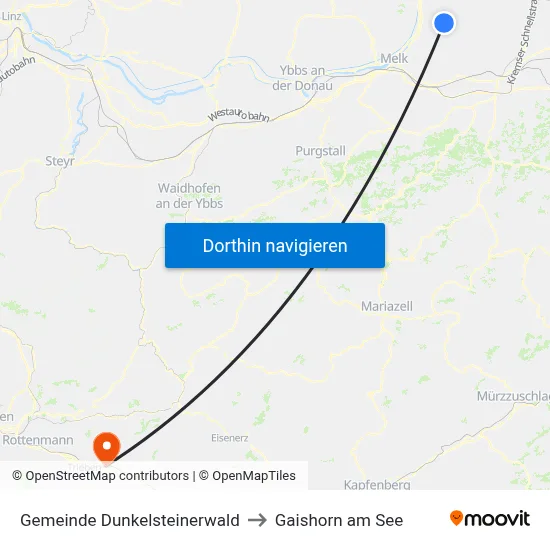 Gemeinde Dunkelsteinerwald to Gaishorn am See map