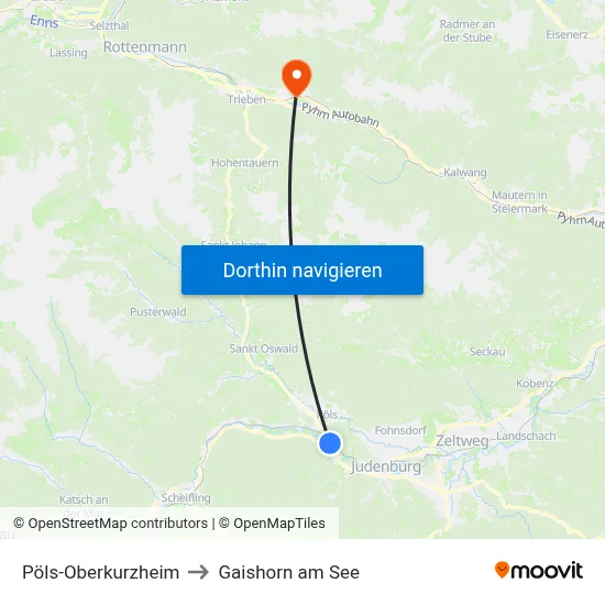 Pöls-Oberkurzheim to Gaishorn am See map
