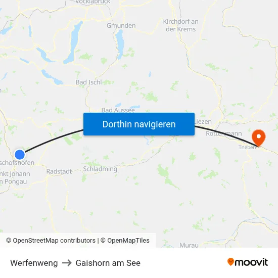 Werfenweng to Gaishorn am See map