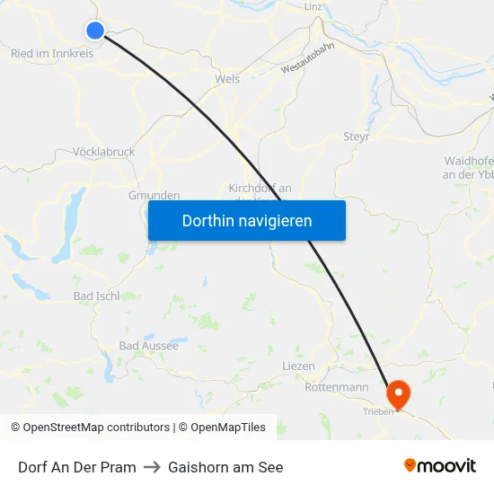 Dorf An Der Pram to Gaishorn am See map