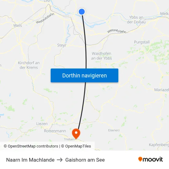 Naarn Im Machlande to Gaishorn am See map