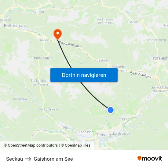 Seckau to Gaishorn am See map