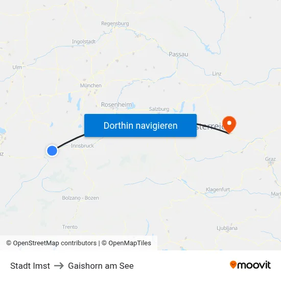 Stadt Imst to Gaishorn am See map