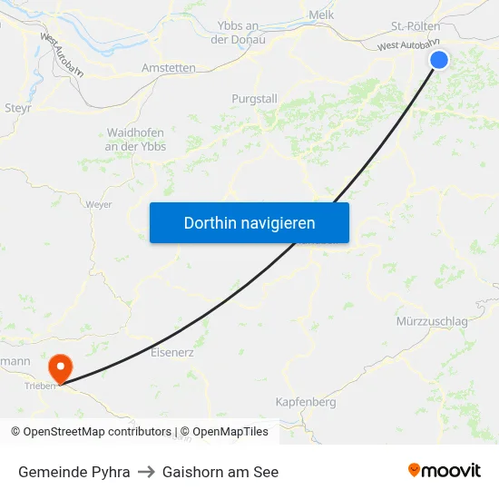 Gemeinde Pyhra to Gaishorn am See map