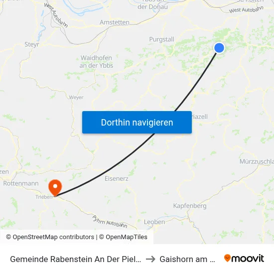 Gemeinde Rabenstein An Der Pielach to Gaishorn am See map