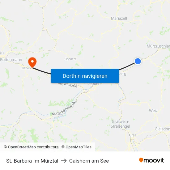 St. Barbara Im Mürztal to Gaishorn am See map