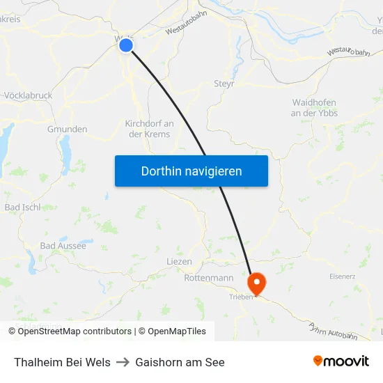 Thalheim Bei Wels to Gaishorn am See map