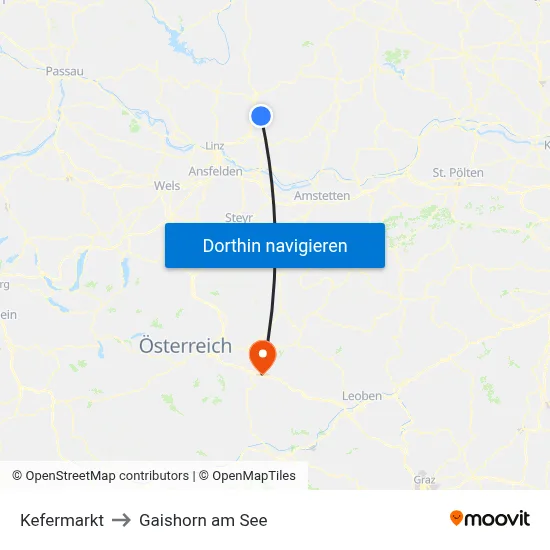 Kefermarkt to Gaishorn am See map
