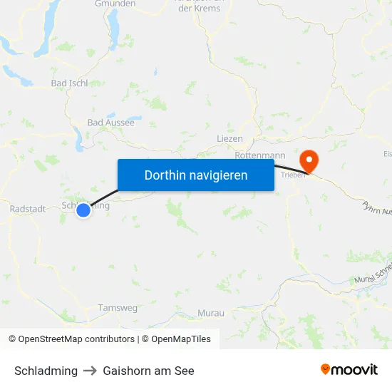 Schladming to Gaishorn am See map