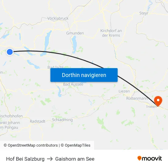 Hof Bei Salzburg to Gaishorn am See map
