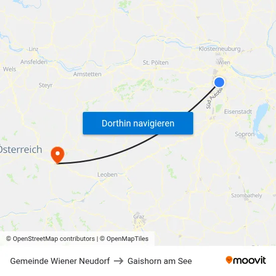 Gemeinde Wiener Neudorf to Gaishorn am See map